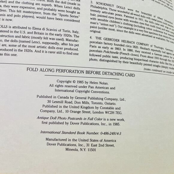 Vintage Antique Doll Photo Postcards Helen Nolan Complete Book Detachable VTG - Picture 4 of 4